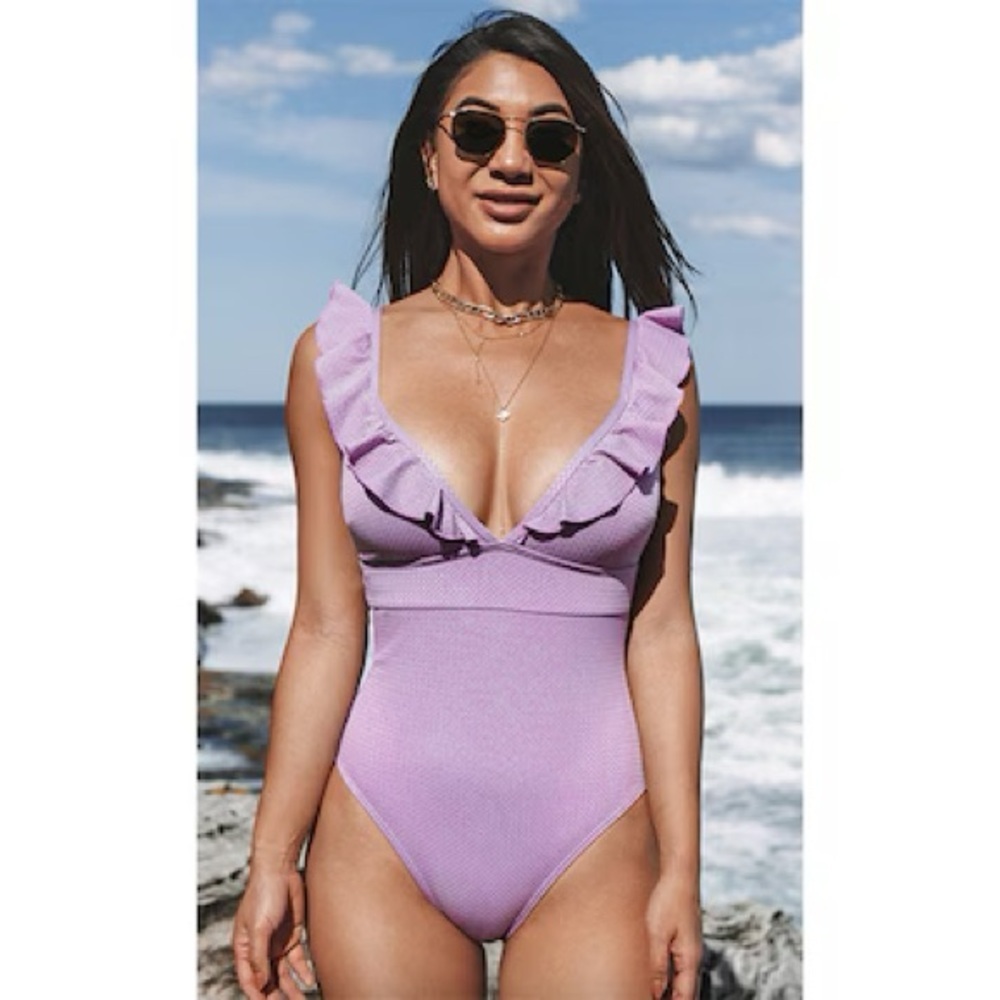 Women One Piece Swimsuit Tummy Control Bathing Suit Ruffled Swimwear XL NWT